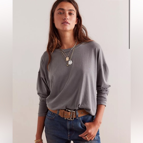 Free People Tops - We The Free Free People Nina Long Sleeve Charcoal Grey